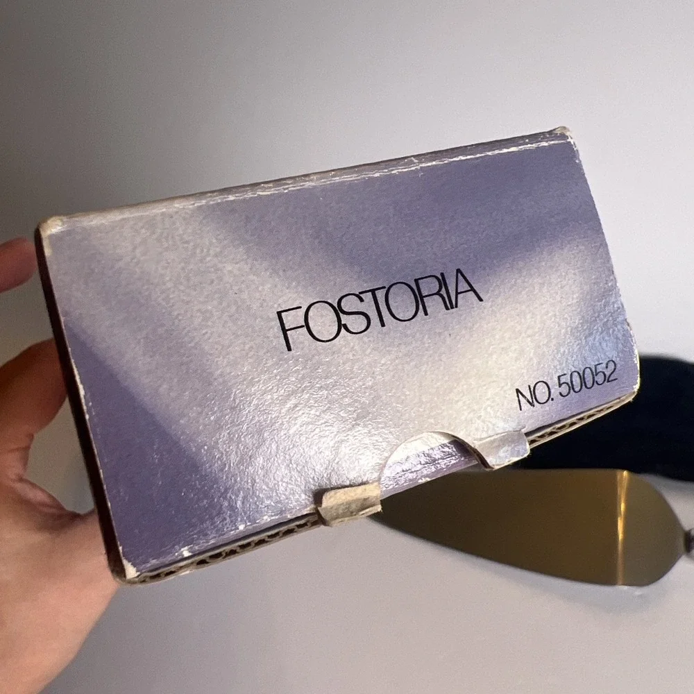 Vintage Fostoria No 50052 Lead Crystal Stainless Steel Cake Server Made in USA